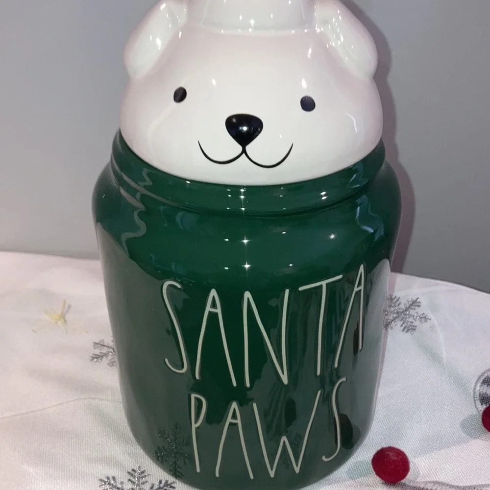 NIB 🐶🎅 SANTA PAWS - Rae Dunn - Dog Puppy Canister Treat Jar Holidays Christmas